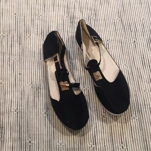 Black T strap shoes